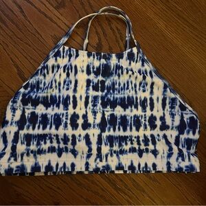 Blue Tie-Dye Halter Crop Top - Women